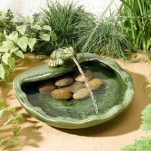 Load image into Gallery viewer, Ceramic Frog - Solar Powered Water Feature Fountain - No Mains required
