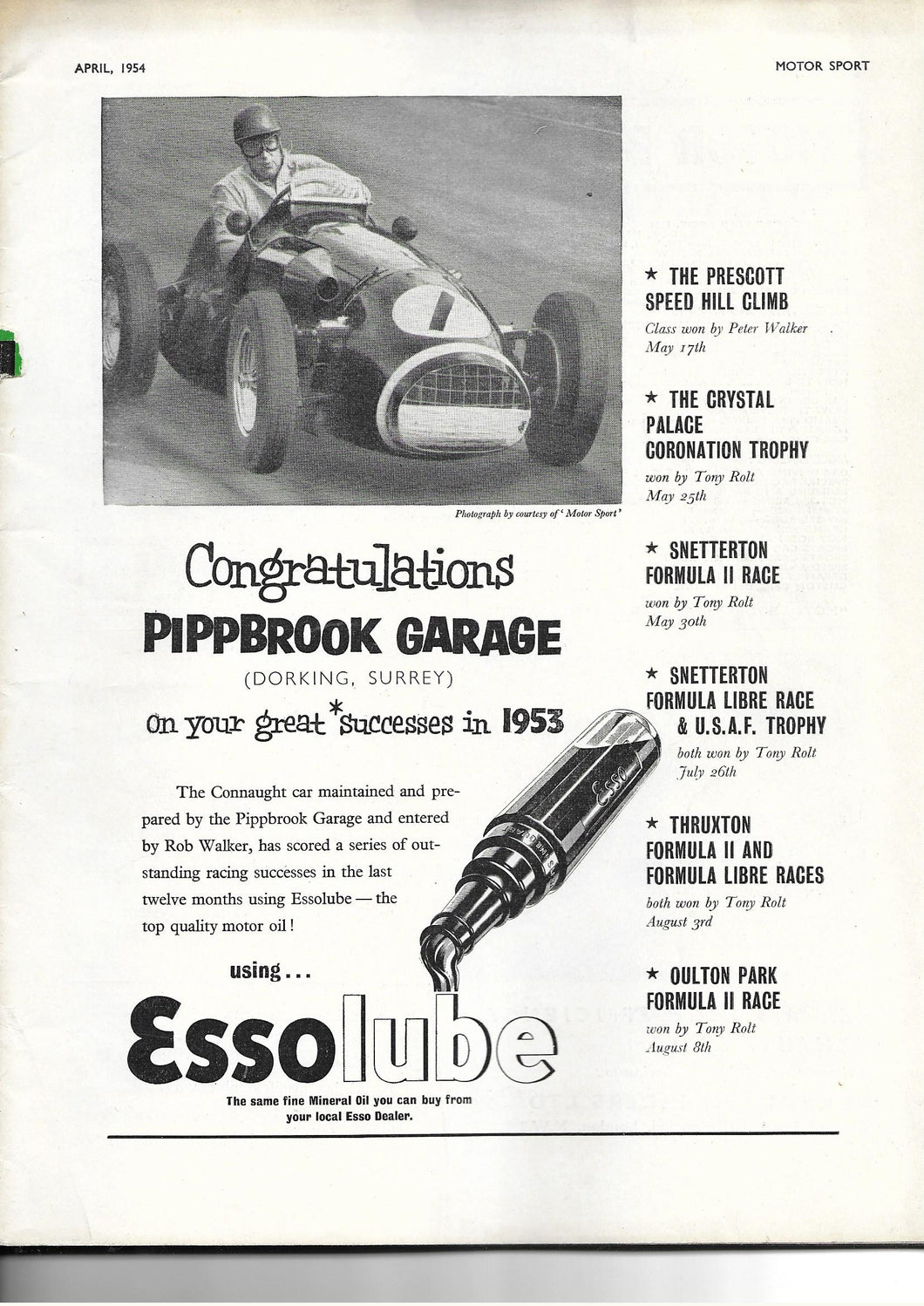 Motor Sport Magazine Vol XXX No 4 Racing In New Zealand and U.S.A April 1954
